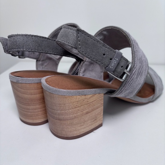 Toms Poppy Gray Corduroy Slingback Block Heel Sandals Women’s Size 8.5 - Picture 10 of 10